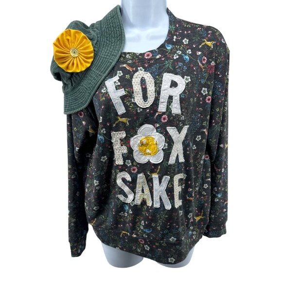 The Scrappy Camper Sweatshirt/Bucket Hat Set Sz L FairyGrunge Festival Upcycled - Picture 1 of 12